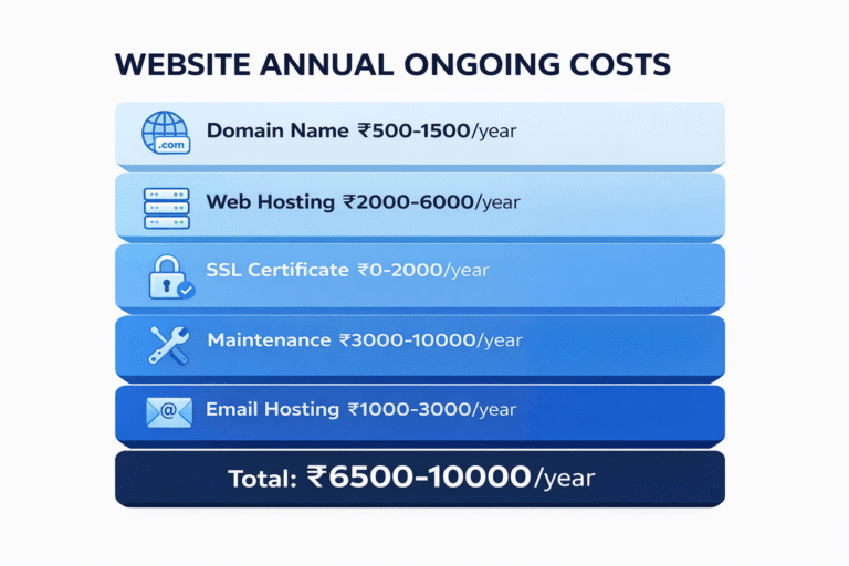 website hidden ongoing costs domain hosting maintenance India annual breakdown